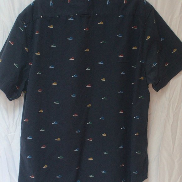 Denim and Flower Navy Sneaker Pattern Button Down - Picture 2 of 2
